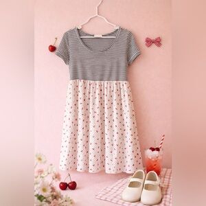 VTG style Anticipation Cherry Print Striped Dress | Medium |   Cherry Girl Y2K